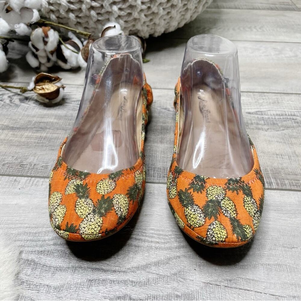 Lucky Brand Emmie Pineapple Canvas Slip On Ballet Flats Orange Yellow Size 7.5M - Picture 2 of 7